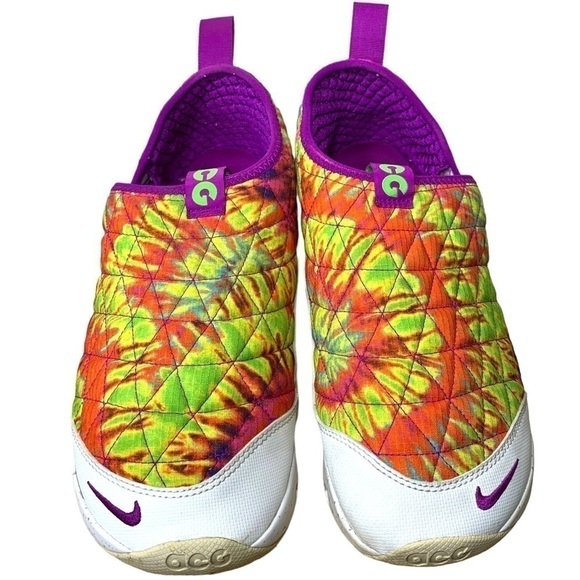 Nike acg Chunky Sneakers Men Sz 9.5 Tie-Dye Purple Green Slip on Shoes cw2463 - Picture 2 of 16